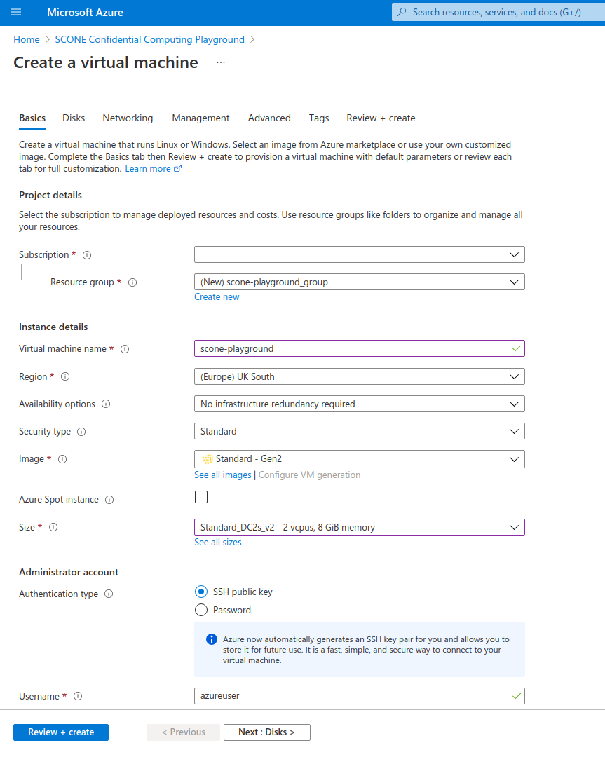Configure your VM for the SCONE Confidential Computing Playground offer