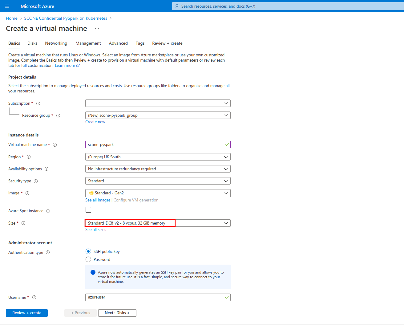 Configure your VM for the SCONE Confidential PySpark on Kubernetes offer