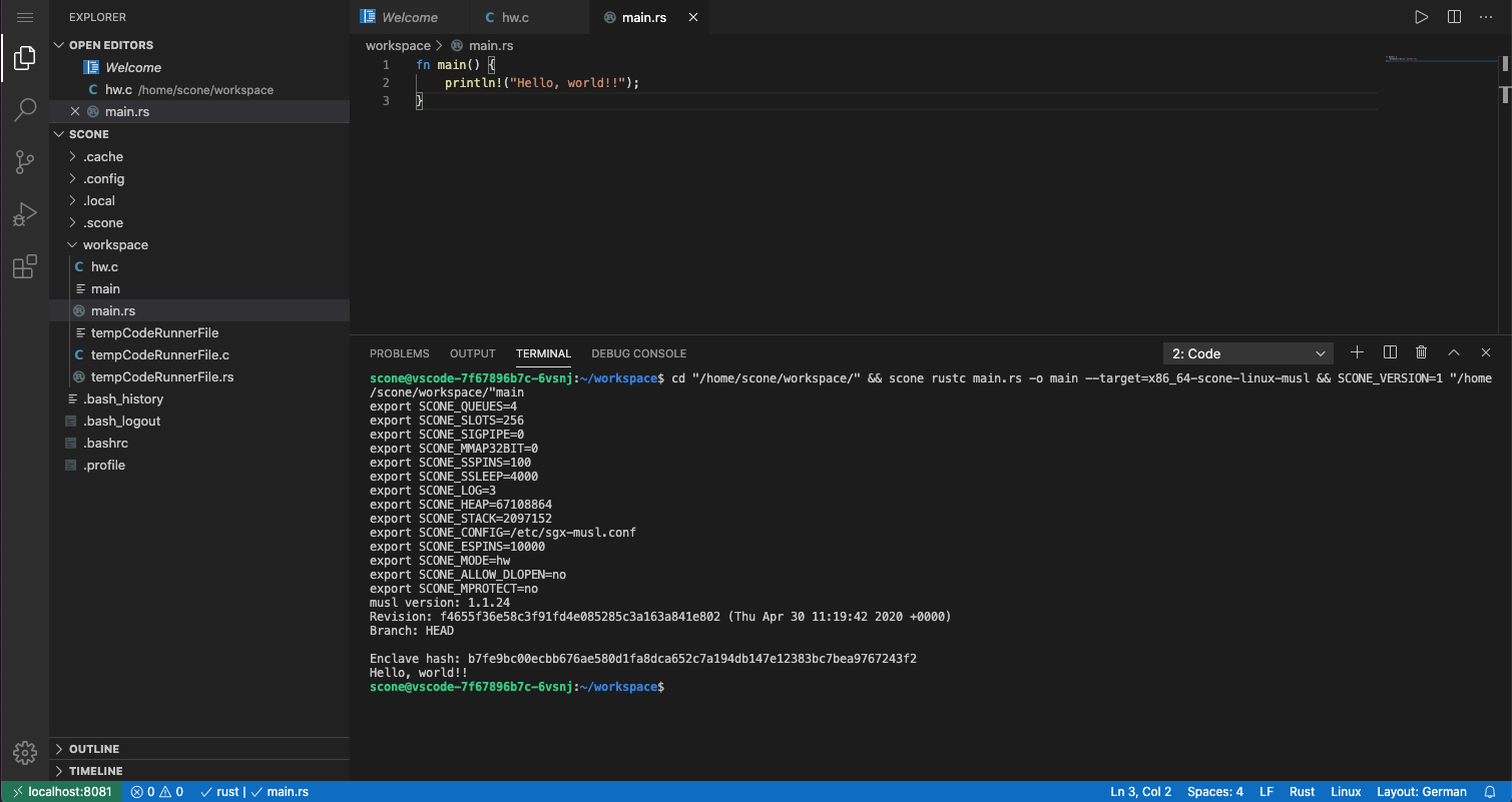 VS Code and SCONE CrossCompiler